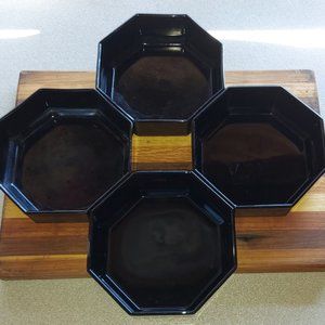 Arcoroc France 4 Black Glass Polygon 5.5" Serving Nesting Vegetable Salad Bowls